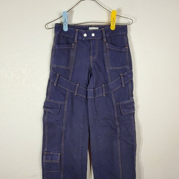 PacSun Low Rise Baggy Cargo Pants Size 22 Dark Blue Wide Leg 27x30 - Picture 12 of 14